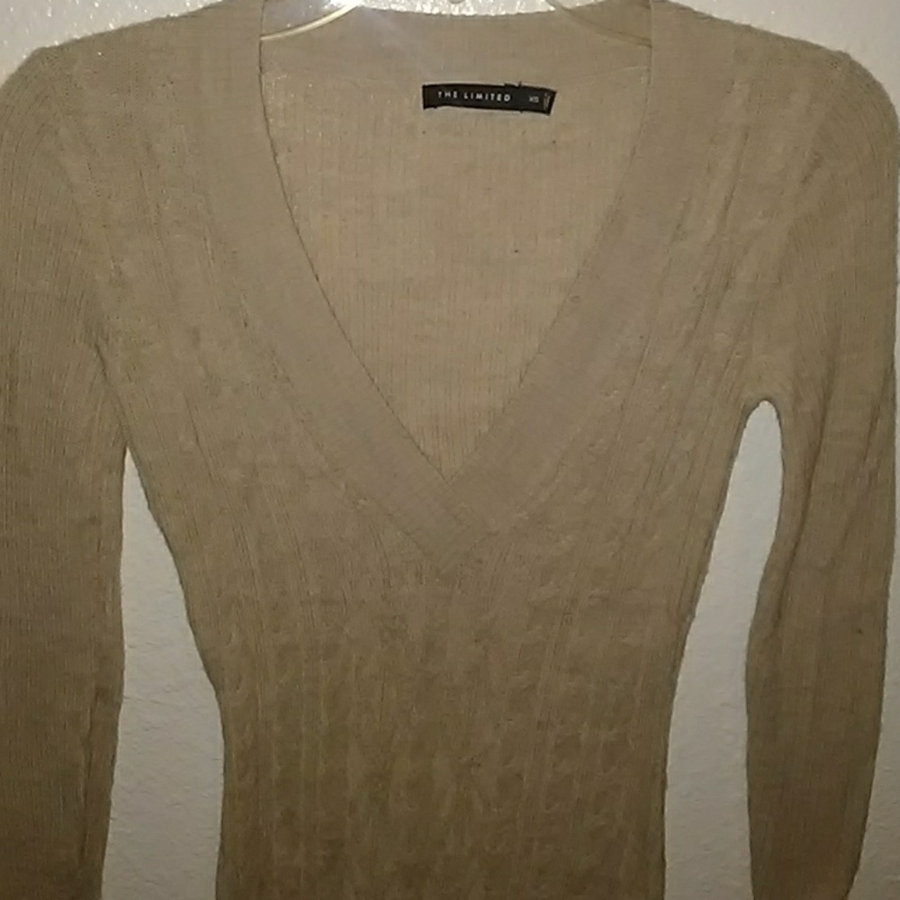 Tan V-neck sweater, The Limited